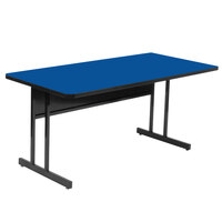Correll 30" x 60" Rectangular Blue Finish High Pressure Top Desk Height Computer and Training Table