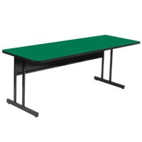 Correll 24" x 72" Rectangular Green Finish High Pressure Top Desk Height Computer and Training Table