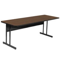 Correll 24" x 72" Rectangular Walnut Finish High Pressure Top Desk Height Computer and Training Table