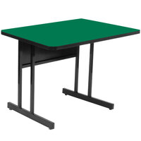 Correll 24" x 36" Rectangular Green Finish High Pressure Top Desk Height Computer and Training Table