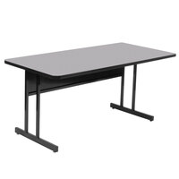 Correll 30" x 60" Rectangular Gray Granite Finish High Pressure Top Desk Height Computer and Training Table