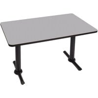 Correll 30" x 60" Rectangular Gray Granite Finish Standard Height High Pressure Cafe / Breakroom Table with Two T Bases