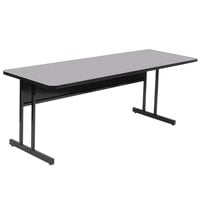 Correll 24" x 72" Rectangular Gray Granite Finish High Pressure Top Desk Height Computer and Training Table
