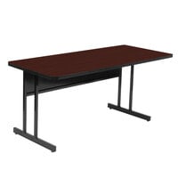 Correll 24" x 60" Rectangular Cherry Finish High Pressure Top Desk Height Computer and Training Table