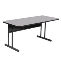 Correll 24" x 60" Rectangular Gray Granite Finish High Pressure Top Desk Height Computer and Training Table