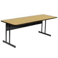 Correll 24" x 72" Rectangular Fusion Maple Finish High Pressure Top Desk Height Computer and Training Table