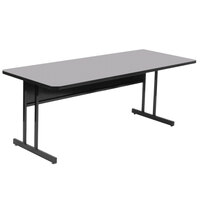 Correll 30" x 72" Rectangular Gray Granite Finish High Pressure Top Desk Height Computer and Training Table