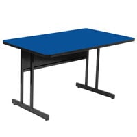 Correll 30" x 48" Rectangular Blue Finish High Pressure Top Desk Height Computer and Training Table