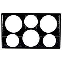GET ML-161 Full Size Black Melamine Adapter Plate with Six Cut-Outs for Six Round Crocks
