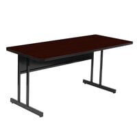 Correll 24" x 60" Rectangular Mahogany Finish High Pressure Top Desk Height Computer and Training Table
