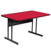Correll 30" x 48" Rectangular Red Finish High Pressure Top Desk Height Computer and Training Table