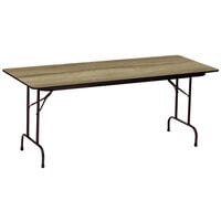 Correll 24 inch x 60 inch Colonial Hickory Finish Premium Laminate 3/4 inch High Pressure Heavy-Duty Folding Table