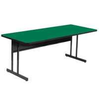 Correll 30" x 72" Rectangular Green Finish High Pressure Top Desk Height Computer and Training Table