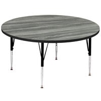 Correll Round New England Driftwood Finish Premium Laminate 19" - 29" Adjustable Height High Pressure Top Activity Table