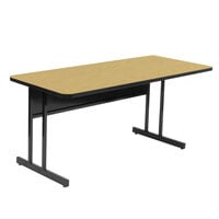 Correll 24" x 60" Rectangular Fusion Maple Finish High Pressure Top Desk Height Computer and Training Table