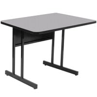 Correll 24 inch x 36 inch Rectangular Gray Granite Finish High Pressure Top Desk Height Computer and Training Table