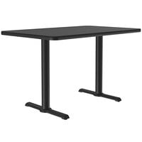 Correll 30" x 48" Rectangular Black Granite Finish Standard Height High Pressure Cafe / Breakroom Table with Two T Bases