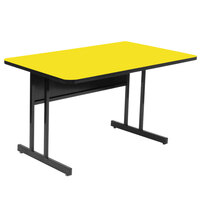 Correll 30" x 48" Rectangular Yellow Finish High Pressure Top Desk Height Computer and Training Table