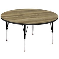 Correll Round Colonial Hickory Finish Premium Laminate 19" - 29" Adjustable Height High Pressure Top Activity Table