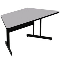 Correll 30" x 60" Trapezoid Gray Granite Finish High Pressure Top Desk Height Computer and Training Table