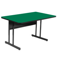 Correll 30" x 48" Rectangular Green Finish High Pressure Top Desk Height Computer and Training Table