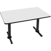 Correll 30" x 48" Rectangular White Finish Standard Height High Pressure Cafe / Breakroom Table with Two T Bases