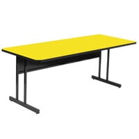 Correll 30" x 72" Rectangular Yellow Finish High Pressure Top Desk Height Computer and Training Table