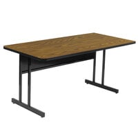 Correll 30" x 60" Rectangular Medium Oak Finish High Pressure Top Desk Height Computer and Training Table