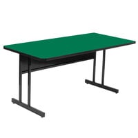 Correll 30" x 60" Rectangular Green Finish High Pressure Top Desk Height Computer and Training Table