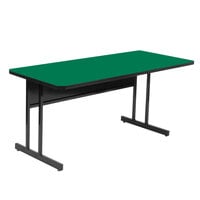 Correll 24" x 60" Rectangular Green Finish High Pressure Top Desk Height Computer and Training Table