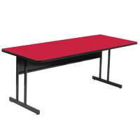 Correll 30" x 72" Rectangular Red Finish High Pressure Top Desk Height Computer and Training Table