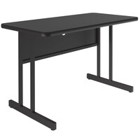 Correll 24 inch x 36 inch Rectangular Black Granite Finish High Pressure Top Desk Height Computer and Training Table