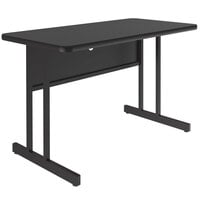 Correll 24 inch x 48 inch Rectangular Black Granite Finish High Pressure Top Desk Height Computer and Training Table