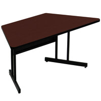 Correll 30" x 60" Trapezoid Cherry Finish High Pressure Top Desk Height Computer and Training Table