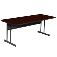 Correll 30" x 72" Rectangular Mahogany Finish High Pressure Top Desk Height Computer and Training Table