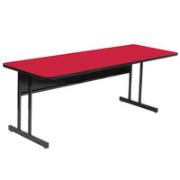 Correll 24" x 72" Rectangular Red Finish High Pressure Top Desk Height Computer and Training Table