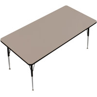 Correll 36" x 72" Rectangular Savannah Sand Finish Premium Laminate 19" - 29" Adjustable Height High Pressure Top Activity Table
