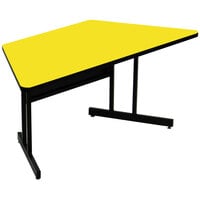 Correll 60" x 30" Trapezoid Yellow Finish Keyboard Height High Pressure Top Computer Table
