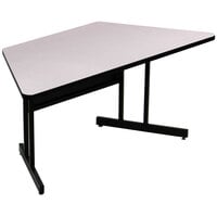 Correll 60" x 30" Trapezoid Gray Granite Finish Keyboard Height High Pressure Top Computer Table
