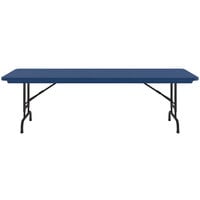 Correll Adjustable Height Folding Table, 30 inch x 60 inch Plastic, Blue - Standard Legs - R-Series