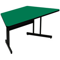 Correll 60" x 30" Trapezoid Green Finish Keyboard Height High Pressure Top Computer Table