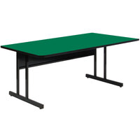 Correll 72" x 30" Rectangular Green Finish Keyboard Height High Pressure Top Computer Table