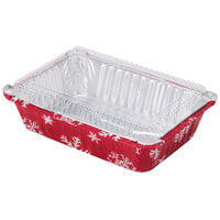 Durable Packaging 9201X 2 1/4 lb. Rectangular Holiday Foil Bake Pan with Clear Dome Lid - 100/Case