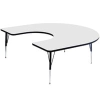Correll 66" x 60" Horseshoe 19" - 29" White Finish Adjustable Height High-Pressure Top Activity Table