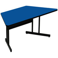 Correll 60" x 30" Trapezoid Blue Finish Keyboard Height High Pressure Top Computer Table