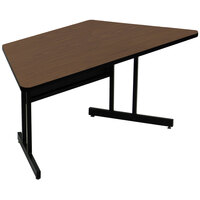 Correll 60" x 30" Trapezoid Walnut Finish Keyboard Height High Pressure Top Computer Table