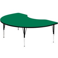 Correll 72" x 48" Kidney 19" - 29" Green Finish Adjustable Height High-Pressure Top Activity Table