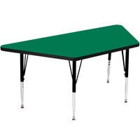 Correll Trapezoid 19" - 29" Green Finish Adjustable Height High-Pressure Top Activity Table