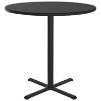 Correll 48" Round Black Granite Finish Bar Height High Pressure Cafe / Breakroom Table