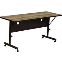 Correll 24 inch x 60 inch Colonial Hickory Rectangular Premium Laminate High Pressure Deluxe Flip Top Table